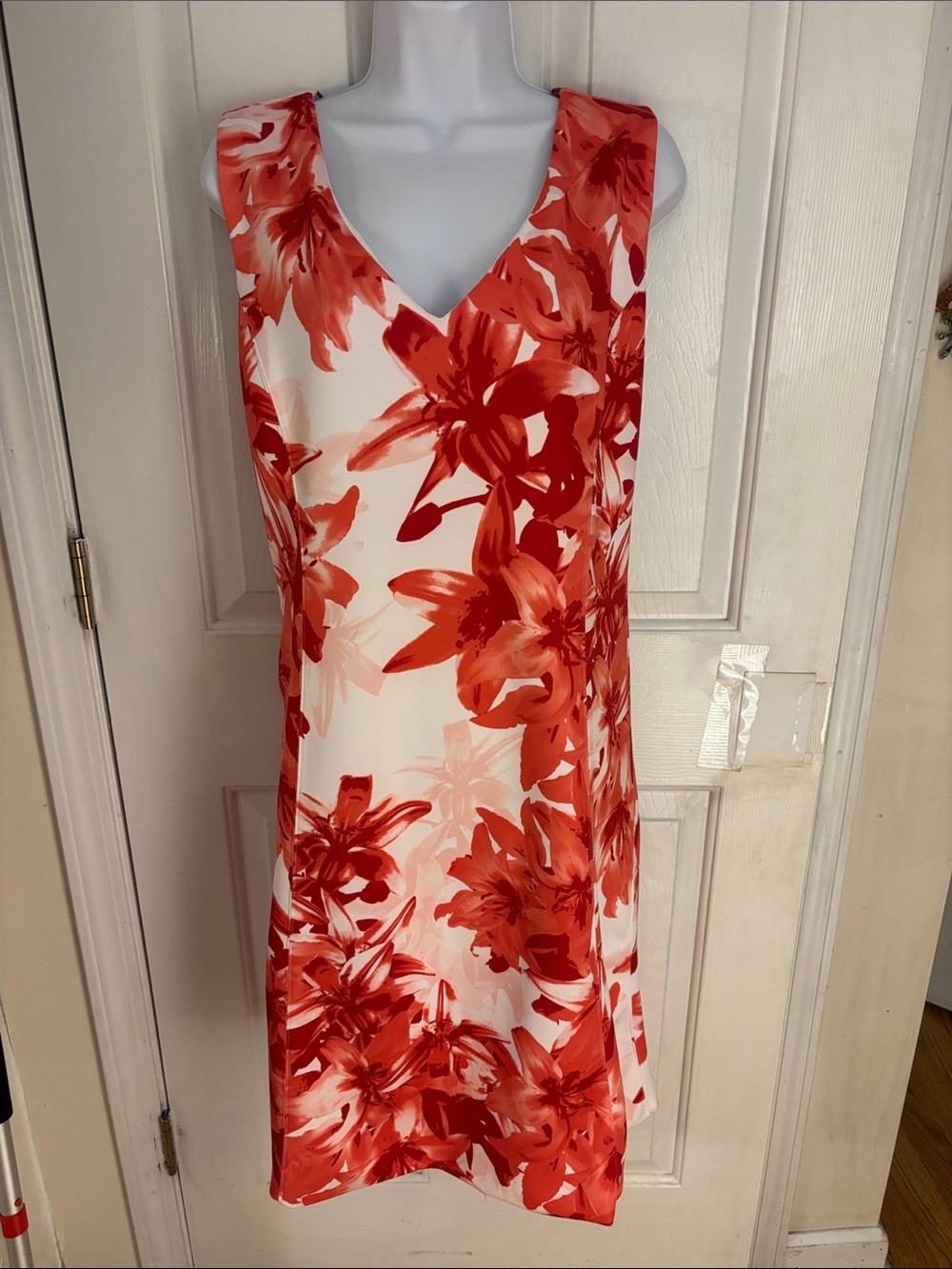 INC International Concepts Cream Dress with Red Floral Print
